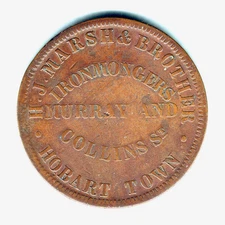 Australia Token.  Marsh & Brother - c1850s 1d..  Hobart, Tasmania.  Fine+