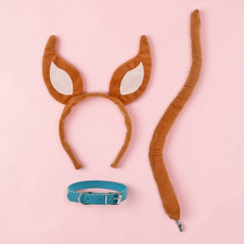 Dog Costume Set Ears Tail Collar Nose Plush Puppy Halloween Cosplay NWOT