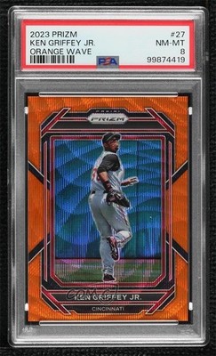 2023 Panini Prizm Orange Wave Prizm 24/50 Ken Griffey Jr #27 PSA 8 HOF 0p1e