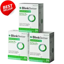 Tea Tree Oil Eyelid Wipes 60 Ct Pack of 3 Soothing Dry Eye Relief Cleansing Pads