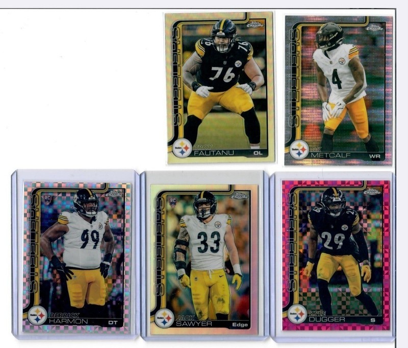 2025 Topps Chrome Football Steelers 9-Card Lot DK Metcalf Pulsar Xfractors