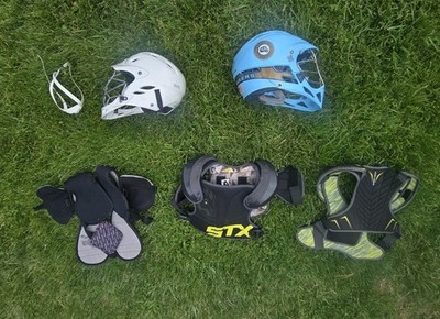 Lot Of STX & Cascade Lacrosse Helmets Shoulder Pads Protective Gear Good Cond