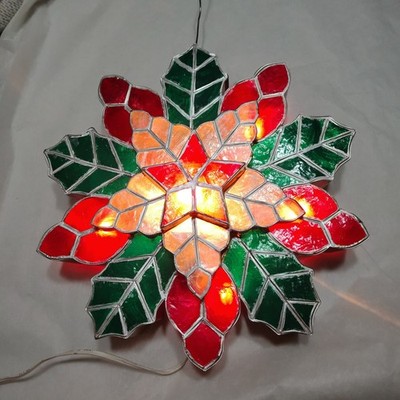 Filipino Capiz Shell Parol 12'' Star Lantern Christmas Blinking Lights Red Green