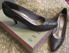 VTG Selby SWIRL Grey Kid Leather Pumps Women's 8 AA Narrow Comfort Flex Shoes