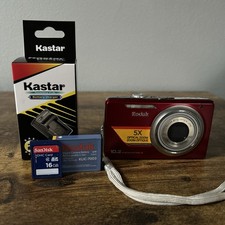 Kodak EasyShare M380 RED Digital Camera 10.2MP w/Charger Battery 16GB - TESTED
