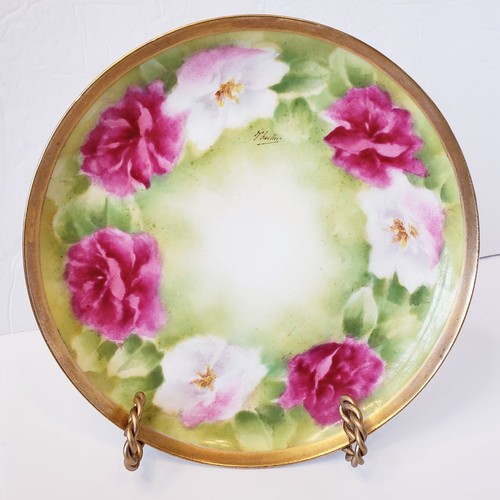 Vintage Coronet Limoges Frankreich Floral Rose Brotteller signiert Thuiller 7,5"