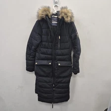 Holland Cooper Finsworth Longline Puffer Fur Hood Navy Country Coat Parka Small