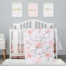PINNKKU 4-Piece Crib Bedding Set for Boy Girls, Includes Crib Skirt, Blanket,...