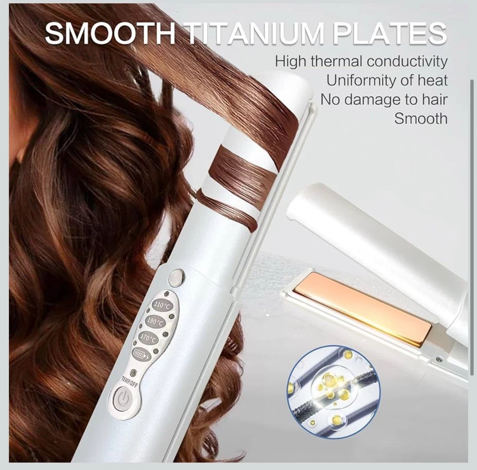 Hair Straighteners Mini Curler Travel Cordless Wand Fast Heating Titanium Plate - Image 3 of 4