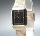 Vintage 1986 [Near MINT] Seiko Dolce 7741-5080 Black Gold Tank Quartz Mens Watch