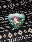 VINTAGE FENTON GREEN OPALESCENT GLASS HAND PAINTED LADY COCA COLA ROSE BOWL