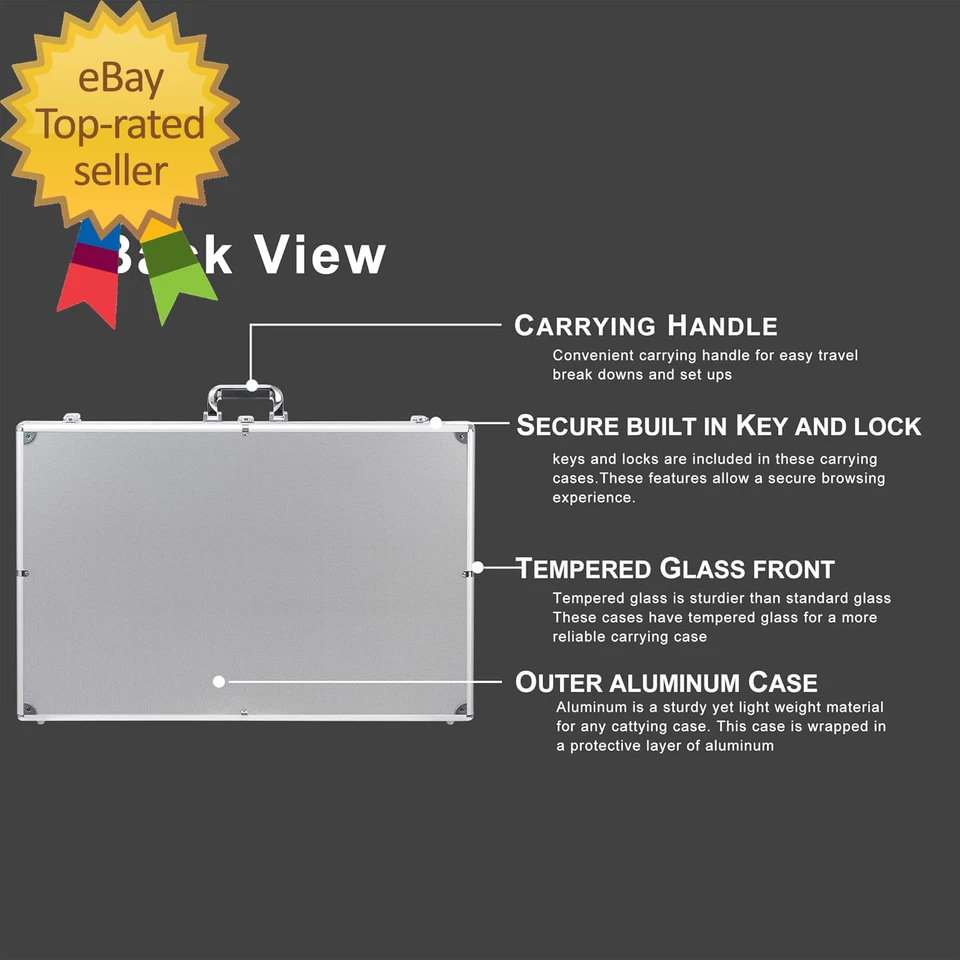Aluminum Glass Display Case for Cards, XL Large Table Top Display Case with Lock - Image 4 of 4