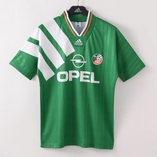 Vintage Ireland 1992 Retro Green and White Home Kit with Opel Sponsor