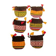 Lot of 6 Small Drawstring Pouch Purse Hand Ma...