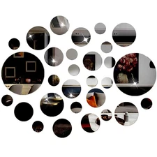 DIY Wall Decals Acrylic Mirror Sticker Set 60 Pcs, Circle Mirror Wall Sticker...