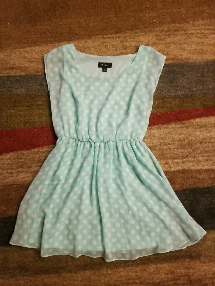 BCX Womens Dress Light Green White Polka Dot  Size M - Image 3 of 4