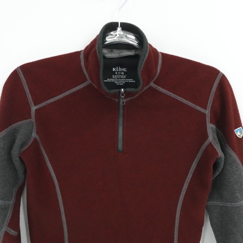 Kuhl Sweater Boy Small 7-8 Burgundy 1/4 Zip Kashmira Lightweight Outdoors Hiking - Picture 7 of 11