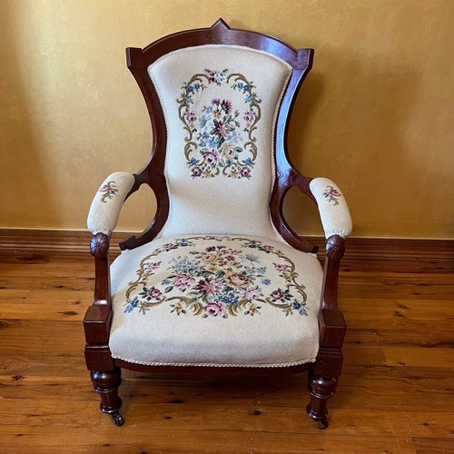 Victorian Walnut Tapestry Armchair