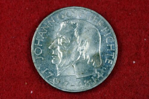 1964 - J Germany Federal Rep.Johann Gottlieb Fichte Silver 5 Mark!! #H10380