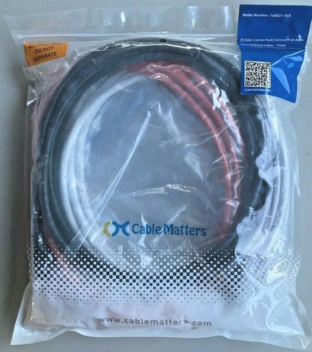 Paquete de 5 cables de red Cat 6 Ethernet 7 pies de largo cada RJ45, NUEVOS - Imagen 3 de 5