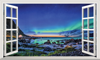 Nordlichter magisches Fenster Wandbild selbstklebender Aufkleber Abziehbild Druck Poster