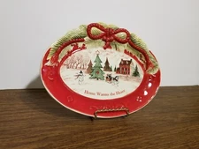 FITZ AND FLOYD "HOME WARMS THE HEART"  SENTIMENT SERVING TRAY 