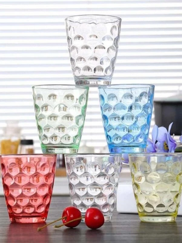 Juego de vasos de vidrio color rosa caja de regalo 6 vasos uso diario agua jugo refresco té Foto 4 de 4