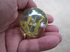 TOE BREAKER 2 Inch / 50mm LUSTERED YELLOW SPAGHETTI BY MEGA MARBLES
