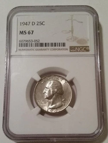 1947 D Washington Quarter MS67 NGC Toning