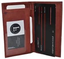 Leatherboss Genuine Leather Plain Checkbook Cover, Brown