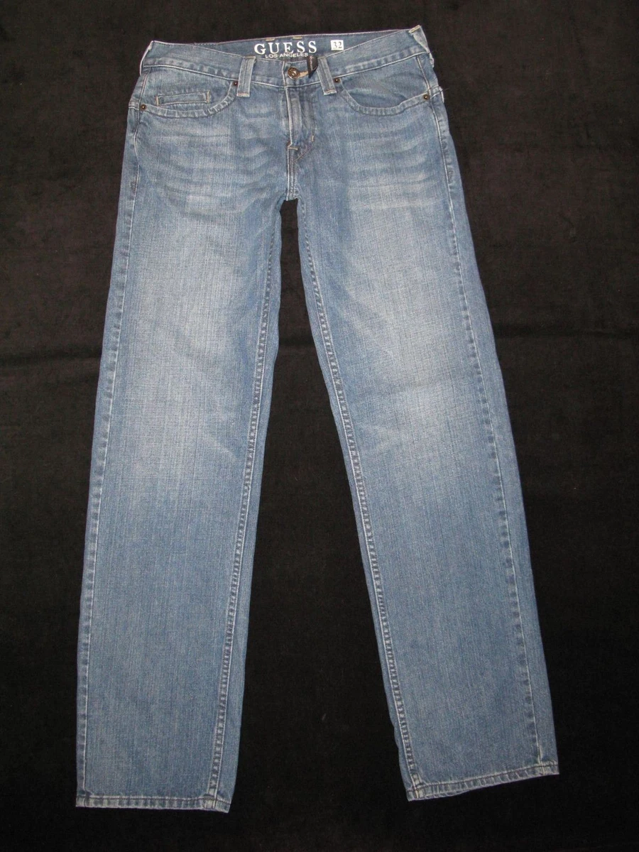 Pantalones de mezclilla rectos Guess Rhodes para hombre talla 32 X 33 con solapa 100 algod n envejecidos