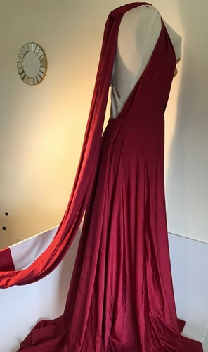 NEW Kleinfeld Red Bridesmaid Dress Halter Stretch Merlot Long Formal PG2165501 - Picture 4 of 9