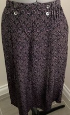 VTG Cricketeer skirt 10 purple brown black pattern silk lined elastic waist