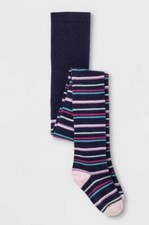 NWT New Cat  Jack Girls Footed Blue Pink Striped Tights Size M 7-10, L12-14