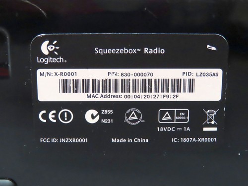 Logitech Squeezebox X-R0001 Smart WiFi Internet Radio Player w Power Cord Tested - Picture 8 of 9