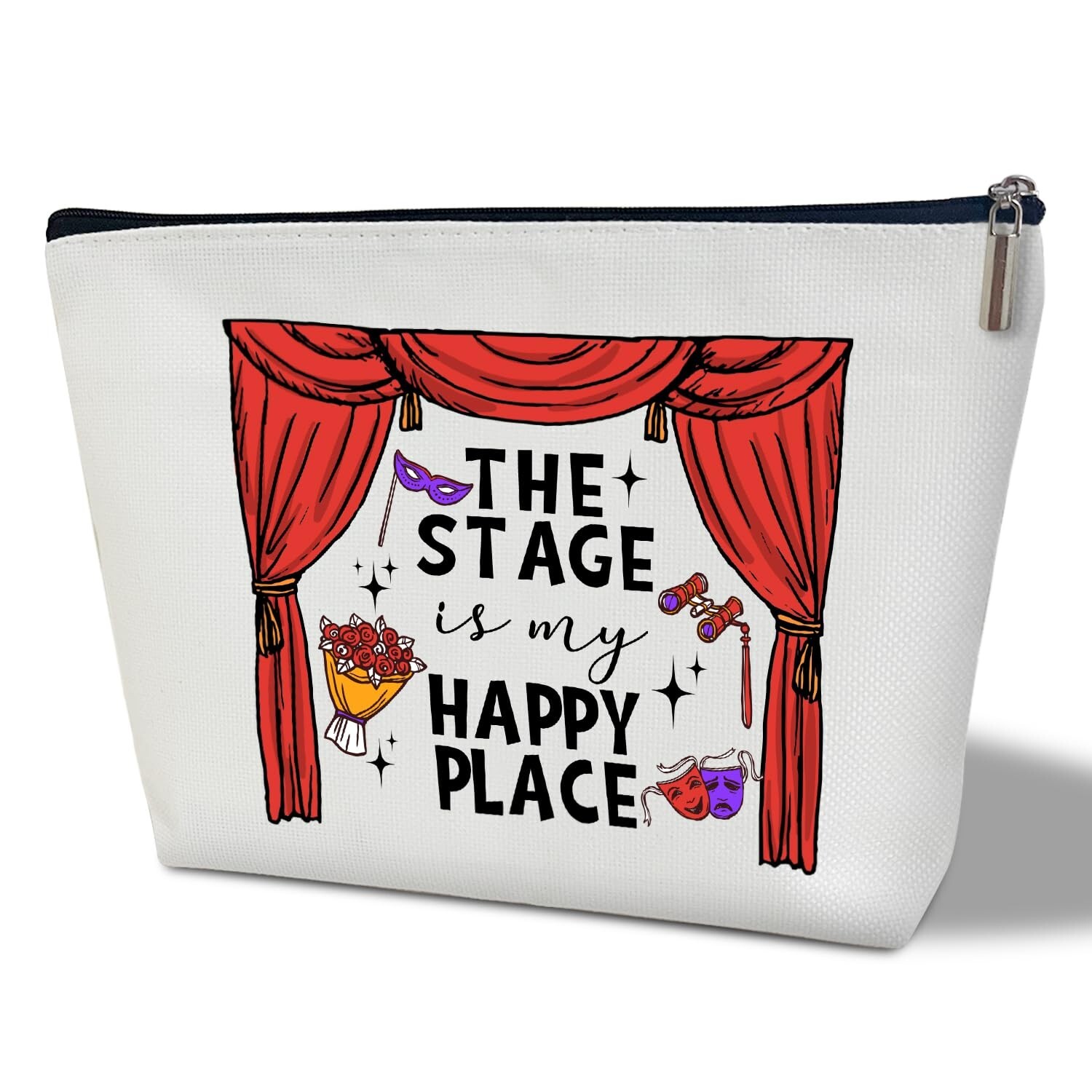 Theatre Actor Makeup Bag - Stage is My Happy Place, Cosmetic Bag for Women La...