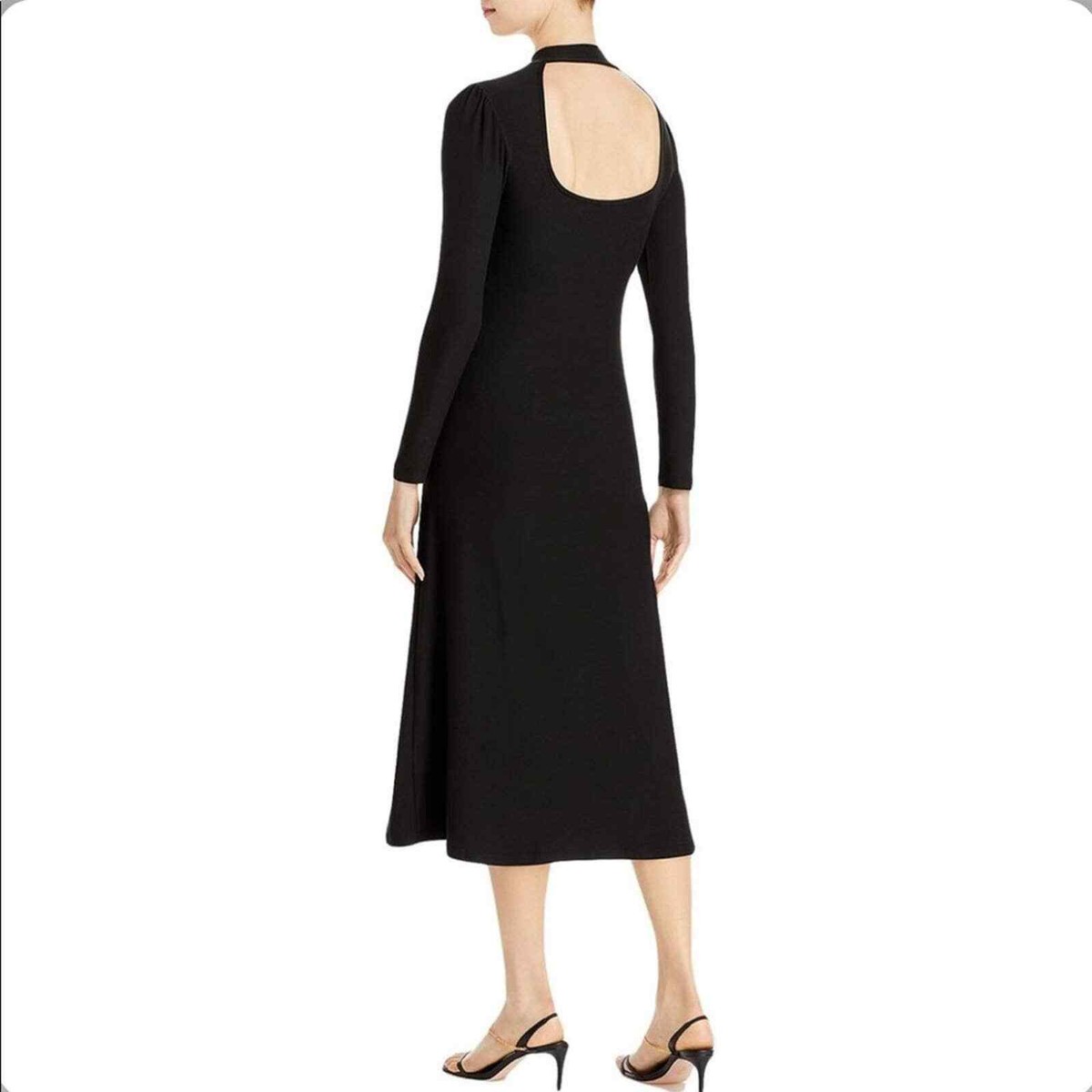 strapless open back dress Pink Open Back Midi Dress with Long Sleeve L / Black main image 1