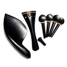 4/4 Violin Ebony Wood Fitting Tailpiece Chinrest Peg Endpin Boxwood Insert