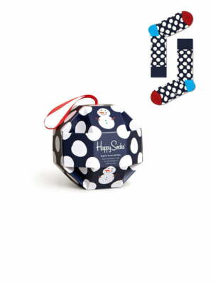 Geschenkbox Weihnachtskugel Happy Socks Herren Schneemann blau