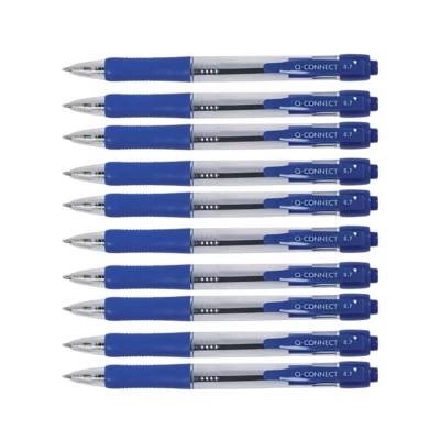 Q-CONNECT 10x Kugelschreiber Ballpoint Schreiber rutschfest 0,7mm blau KF00268