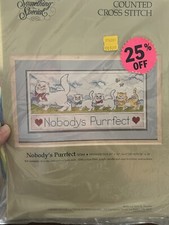 New Something Special Nobodys Purrfect Cross Stitch Kit Kitty Cats Butterflies