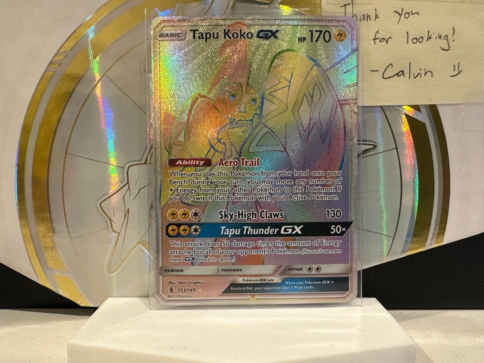  Pokemon - Tapu Koko-GX - 153/145 - Secret Rare - Sun