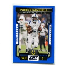 2023 Panini Score Football Parris Campbell #15 Blue #'d /100 Indianapolis Colts