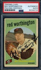 Red Worthington PSA DNA Coa Signed 1959 Topps Autograph