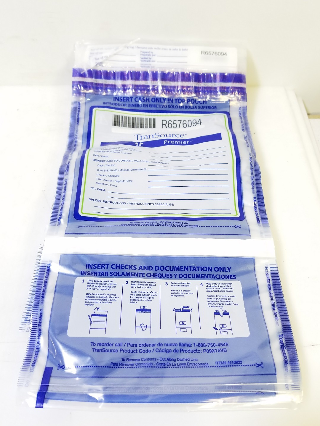 200 Tamper Evident 10 X 15” Cash Coin 2 Pocket consecutive numbered deposit bags