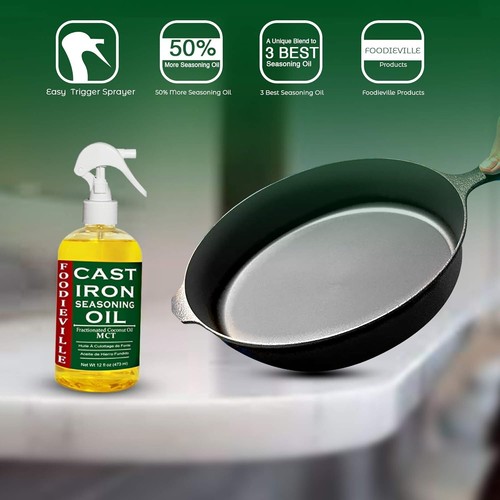 Acondicionador antiadherente de aceite de hierro fundido para condimentos sartenes planchas hornos holandeses - Imagen 2 de 4