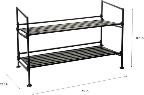 Organize It All 2 Tier Shoe Rack, Dimensions: 25.12 x 11.42 x 17.01, Espresso - Picture 4 of 11