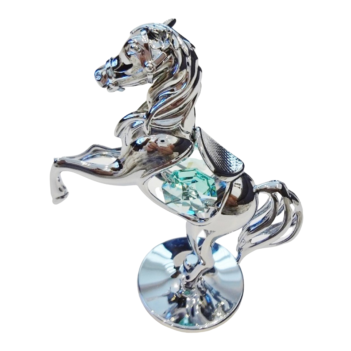 Crystocraft Rearing Horse Crystal Ornament Swarovski Elements Gift Boxed Aqua