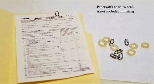 1/6 SCALE Playscale Mini Office Supplies - 12 Metal Paper Clips + Rubberbands - Picture 9 of 20