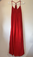 Madewell Red V-Neck Strappy Sleeveless Lined Zip Maxi Dress Size 4 C6702